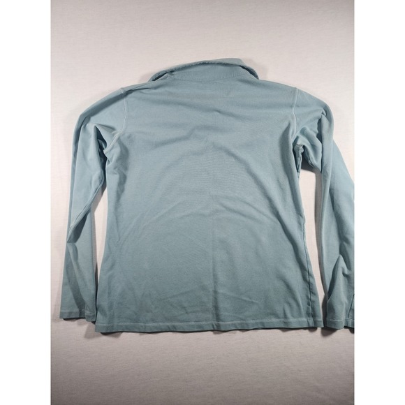 Patagonia Womens Large Blue Organic Cotton Blend Long Sleeve Polo Shirt V-Neck - Picture 8 of 8